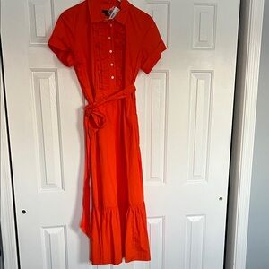 J Crew Elegant Orange Button-Up Dress; NWT